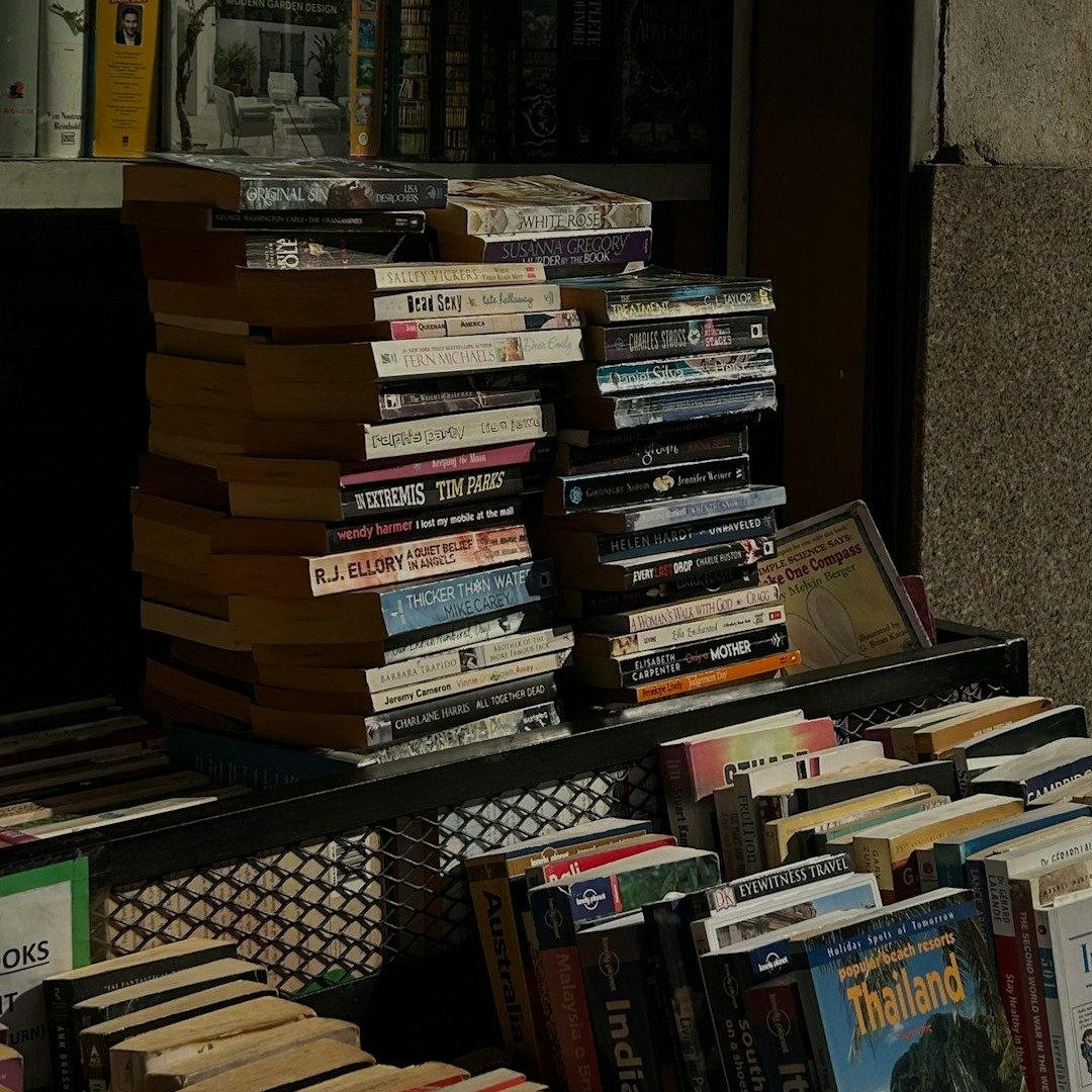 a bunch of books that are on a table